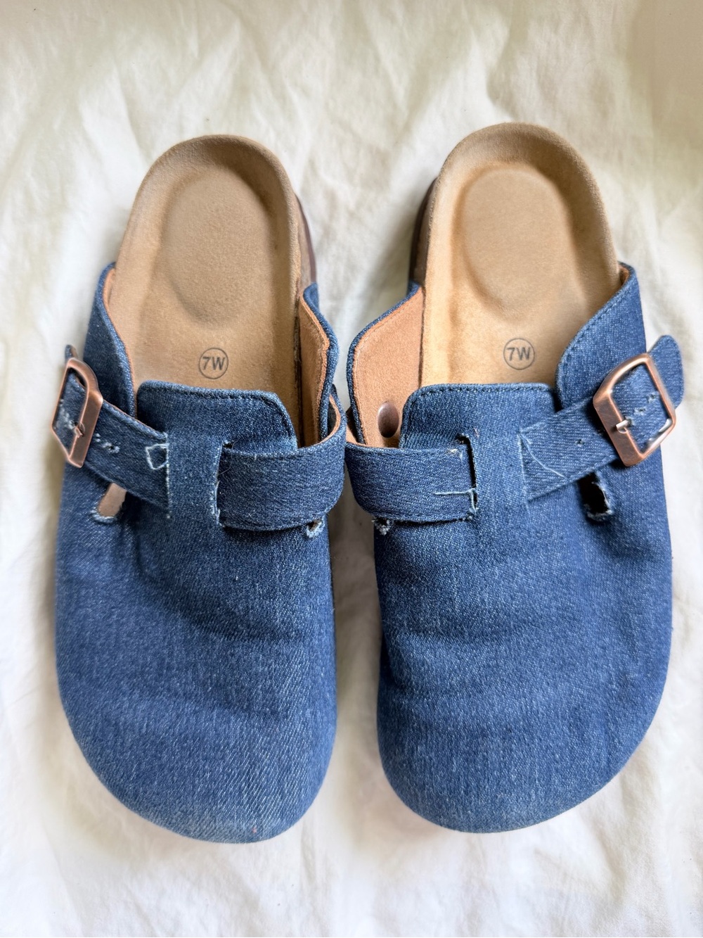 Women’s cushionaire Denim Slide Clogs with Adjustable Buckle